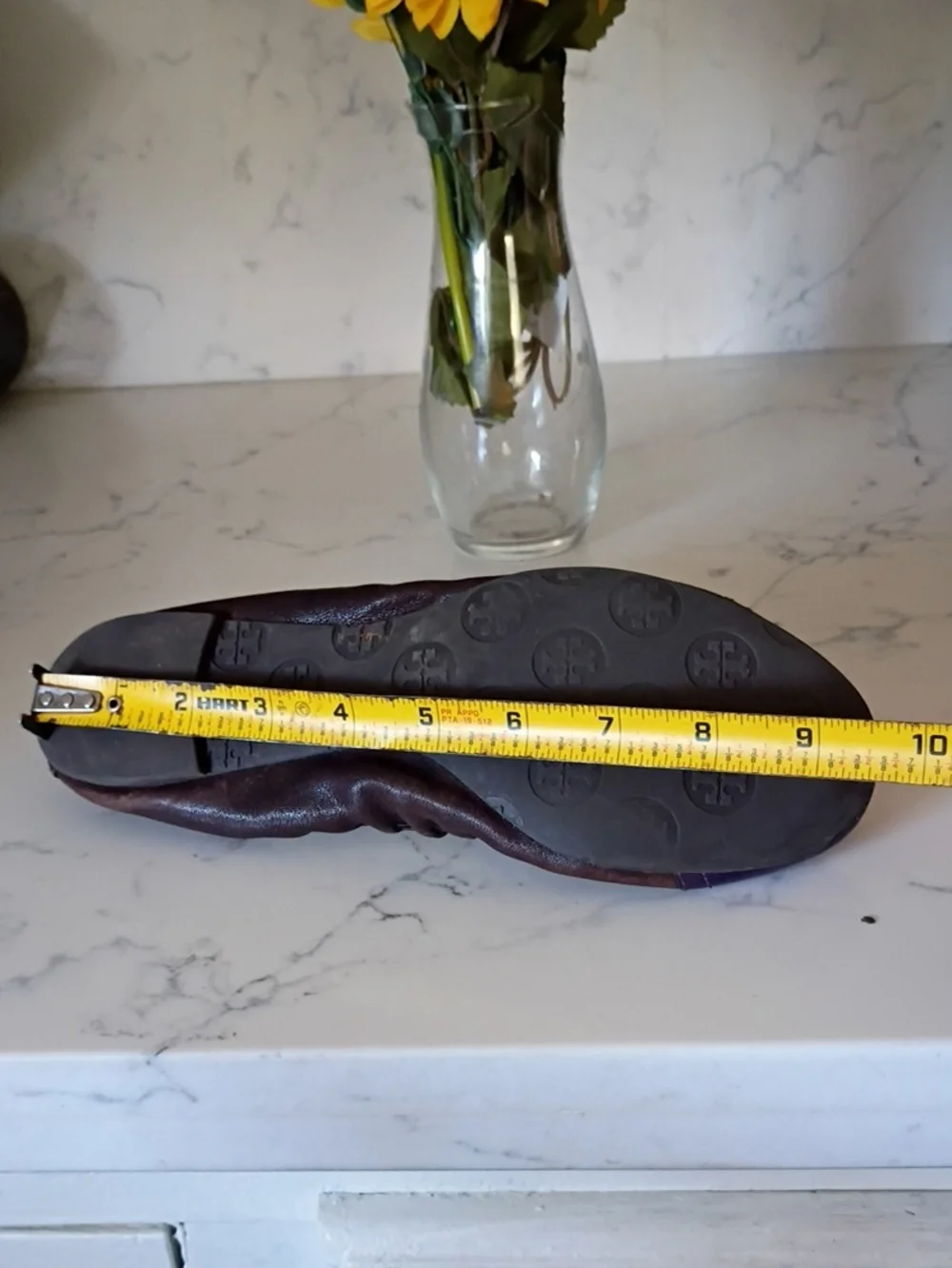 Tory Burch Brown Leather Ballet Flats with Metallic Purple Toe